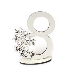 Декорация за 8 март от MDF бял с поставка 95x75 мм