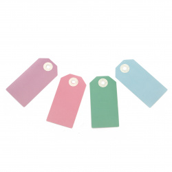 Комплект картонени тагове 3 дизайна Gift Tags 4x8 см -12 броя лилава гама