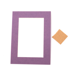 Cardboard Picture Frame, outer size 19x14 cm, with Protective Film and double-sided adhesive tape, color purple