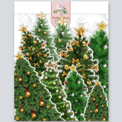 Σετ διακοσμητικά στοιχεία από χαρτόνι 200 g Χριστουγεννιάτικα δέντρα από 7 έως 11 cm - 17 τεμάχια