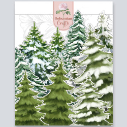 Σετ διακοσμητικά στοιχεία από χαρτόνι 200 g Χιονισμένα Χριστουγεννιάτικα δέντρα από 7 έως 11 cm - 18 τεμάχια