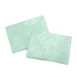 Pearl Card Envelope with Relief 105x155 mm, Turquoise Color - 10 pieces