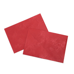 Pearl Card Envelope with Relief 105x155 mm, Red Color - 10 pieces