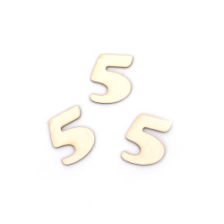 Number "5" Craft Chipboard Cutout, 2 cm, Font 2 - 5 pieces