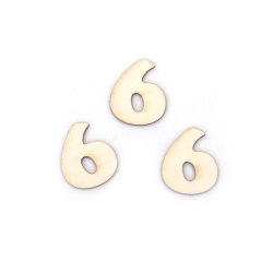Number "6" Craft Chipboard Cutout, 2 cm, Font 2 - 5 pieces