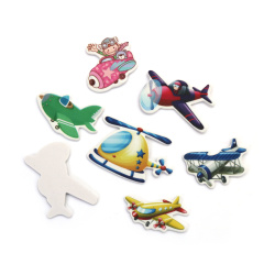 Self-Adhesive EVA Foam Airplane Shapes – 47~64x27~42x2.5 mm – Approx. 15–17 pcs – Colorful Stickers for Kids Crafts, Scrapbooking and DIY Decorations