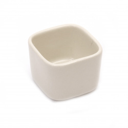 Ceramic Planter, 5.3x4.2 cm, Square-Shaped, White Color -1 piece