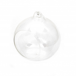 Glass Ball for Decoration, 84x79x73 mm, with a 47 mm Opening, and a 4 mm Hanging Hole