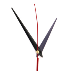 Set of clock hands: hour hand 82 mm, minute hand 104 mm in black, and second hand 120 mm in red