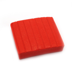 Полимерна глина оранжевочервена с холограмен брокат - 50 грама