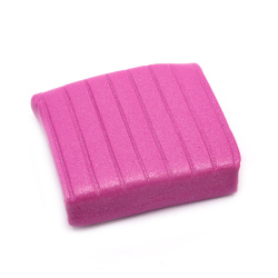 Polymer clay color pink-purple with hologram brocade - 50 grams
