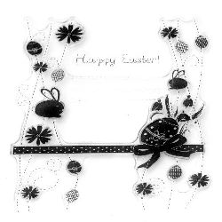 Clear Stamp 10x10 cm Happy Easter ribbon
