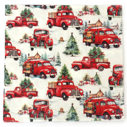 Stylový ubrousek Ambiente na decoupage 33 × 33 cm – 3vrstvý, motiv nákladní auto, 1 ks, dekorativní ubrousek pro kreativní tvoření
