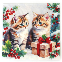 Șervețel decoupage Adorable Ambiente 33x33 cm – 3 straturi, Pisicuță cadou, 1 bucată, șervețel fermecător pentru decupaj creativ