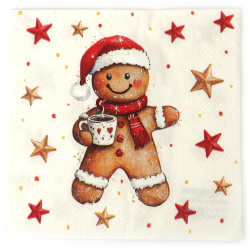 Cozy Ambiente Decoupage-Serviette 33x33 cm – 3-lagig, Kakao und Kekse, 1 Stück, charmante Serviette für kreative Decoupage-Bastelarbeiten
