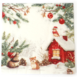 Charming Ambiente Decoupage-Serviette 33x33 cm – 3-lagig, Freunde an der Hütte, 1 Stück, schöne Serviette für kreative Serviettentechnik
