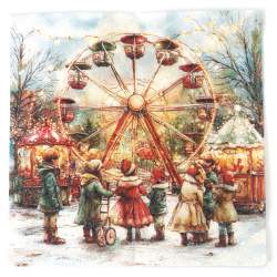 Malerisches Ambiente Decoupage-Serviette 33x33 cm – 3-lagig, Therme Park, 1 Stück, Deko-Serviette für kreatives Decoupage