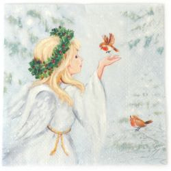 Himmlisches Ambiente Decoupage-Serviette 33 x 33 cm – 3-lagig, Engelsfreund, 1 Stück, Deko-Serviette für kreative Serviettentechnik