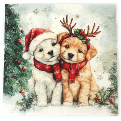 Ambiente Decoupage-Serviette 33x33 cm – 3-lagig, Cody und Buddy, 1 Stück, Deko-Serviette für kreative Serviettentechnik