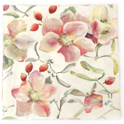 Elegante Ambiente Decoupage-Serviette 33x33 cm – 3-lagig, Festive Grace Weiß, 1 Stück, festliche Serviette für kreative Serviettentechnik