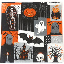 Ambiente Decoupage-Serviette 33x33 cm – 3-lagig, Creepy Halloween, 1 Stück, festliche Serviette für kreative Decoupage-Bastelarbeiten