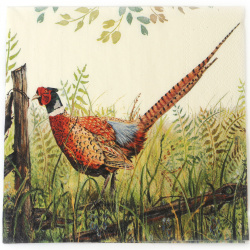 Elegant Ambiente Decoupage-Serviette 33x33 cm – 3-lagig, Prächtiger Fasan, 1 Stück, Deko-Serviette für kreatives Decoupage