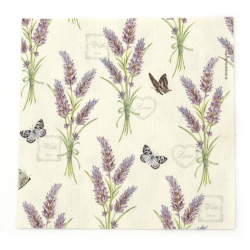 Decoupage napkin Ambiente 33x33 cm three-layer Lavender With Love Cream-1 piece