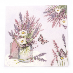 Салфетка за декупаж Ambiente 33x33 см трипластова Lavender Jar Lilac-1 брой