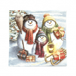 Салфетка за декупаж Ambiente 33x33 см трипластова Snowmen Family -1 брой