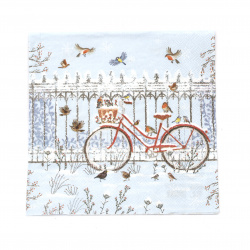 Decoupage napkin Ambiente 33x33 cm three-layer Snowy Bicycle - 1 piece