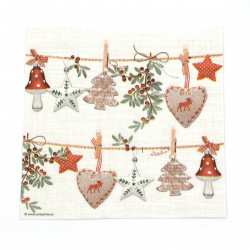 Napkin for decoupage Ambiente 33x33 cm three-layer RUSTICAL CHRISTMAS - 1 piece