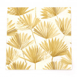 Napkin for decoupage Ambiente 33x33 cm three-layer Palm Leaf Gold-1 piece