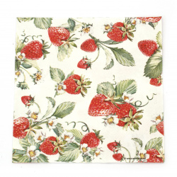 Napkin for decoupage Ambiente 33x33 cm three-layer Garden Strawberries-1 piece