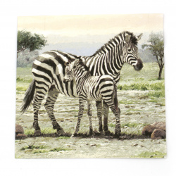 Napkin for decoupage Ambiente 33x33 cm three-layer Zebras-1 piece