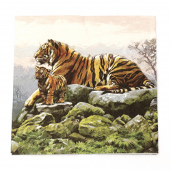 Napkin for decoupage Ambiente 33x33 cm three-layer Tigers-1 piece