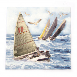 Napkin for decoupage Ambiente 33x33 cm three-layer Sailboats-1 piece