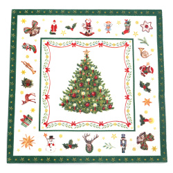 Decoupage napkin Ambiente, 33x33 cm, three-ply, Christmas evergreen white - 1 piece
