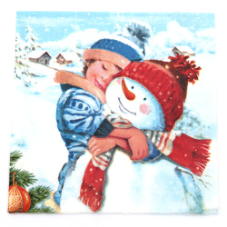 Салфетка за декупаж Ambiente 33x33 см трипластова Sweet snowman -1 брой