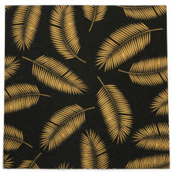 Decoupage Napkin Ambiente, 33x33 cm, Three-Ply, Palm Leaves, Gold and Black - 1 Piece