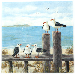 3-Ply Napkin for Decoupage Ambiente 33x33 cm, Seagulls on the Dock - 1 piece