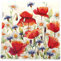 3-Ply Napkin for Decoupage Ambiente 33x33 cm, Poppies and Cornflowers - 1 piece