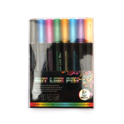 Σετ μαρκαδόρων περιγράμματος για σχέδιο με μελάνι pigment UV, αδιάβροχοι -8 χρώματα