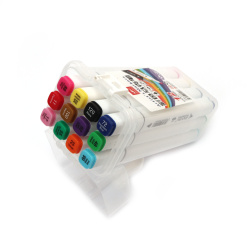Set of dual-tip alcohol markers - 12 colors