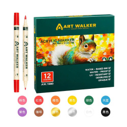 Set of Dual-Tip Water-Based Markers Art Walker - 12 Pieces