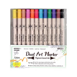 Double-Ended Markers with Brush and Fineliner Set - 36 Colors