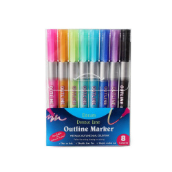 Set of Colored Outline Markers 2.3 mm Metallic Colors - 8 Colors