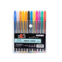 Set of Gel Ink Pens Glitter Colors 1.0 mm - 12 Colors