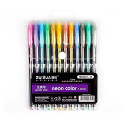 Set of Gel Ink Pens Metallic Colors 1.0 mm - 12 Colors