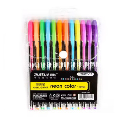 Set of Gel Ink Pens Highlighter Colors 1.0 mm - 12 Colors