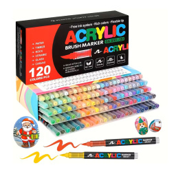 Acrylic Markers Set GuangNa, Suitable for Textile, Wood, Ceramic, Glass, Stone, Canvas and Paper, 120 Pieces – Ideal for Detailed Art, DIY & Creative Projects